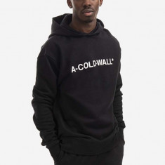A-COLD-WALL* hanorac de bumbac Essential Logo Hoodie bărbați, culoarea negru, cu glugă, cu imprimeu ACWMW083.-LIGHTORANG