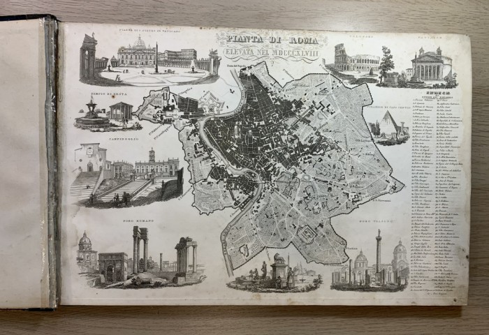 Planul Romei antice, gravura originala anul 1848
