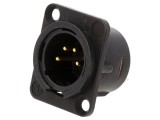Conector XLR tată 4 pini NEUTRIK, montare pe panou, 10A
