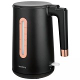 Fierbator electric, fabricat din otel inoxidabil, negru/auriu roz, capacitate 1,7 litri, 1850-2200 W, Klausberg