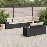 Cumpara ieftin Set mobilier de grădină cu perne, 8 piese, negru, poliratan