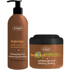 Pachet Lotiune de Corp Autobronzanta Cupuacu 300ml + Scrub Exfoliant de Corp cu Zahar Cristalin Cupuacu 200g