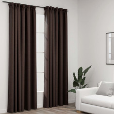 vidaXL Draperii opace aspect pânză cârlige 2 buc. gri taupe 140x245 cm