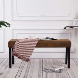 vidaXL Bancă, maro, 106 cm, piele &icirc;ntoarsă ecologică