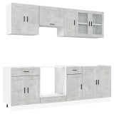 Cumpara ieftin Set dulapuri de bucatarie 8 piese &bdquo;Porto&rdquo; gri beton Lemn