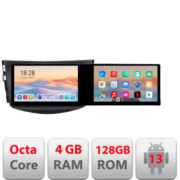 Navigatie Toyota RAV4 Kit-018 Edotec 2 ecrane 8 core 4+128 21.6 inch Incell android Wifi 5Ghz gps internet CarStore Technology