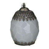 Felinar din sticla cu LED Antique Silver 14 cm x 19 cm, Inart