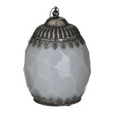 Felinar din sticla cu LED Antique Silver 14 cm x 19 cm