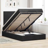 vidaXL Cadru de pat otoman cu saltele, catifea neagră 120x190cm 3314236