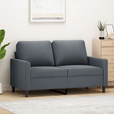 vidaXL Canapea cu 2 locuri, gri &amp;icirc;nchis, 120 cm, catifea 359190 foto