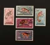 Serie Completă 5 Timbre Republica Centrafricană 1971 Primatologie Galago Potto Colobus Ștampilate - A992