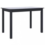 vidaXL Masă de bucătărie, negru, 114 x 71 x 75 cm, lemn masiv de hevea