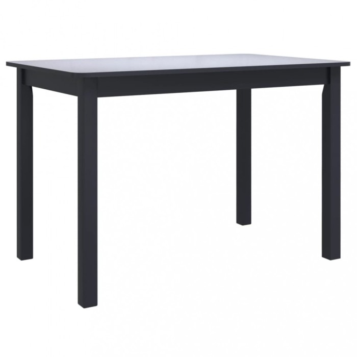 Masa de bucatarie, negru, 114 x 71 x 75 cm, lemn masiv de hevea