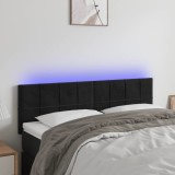 Cumpara ieftin Tăblie de pat cu LED, negru, 144x5x78/88 cm, catifea