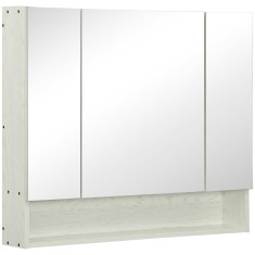 Kleankin Dulap cu Oglindă pentru Baie, Raft Reglabil, MDF și Sticlă, 90x15x75cm, Design Spațios, Alb | Aosom Romania