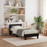 VidaXL Cadru de pat cu LED, stejar negru, 90x190 cm lemn prelucrat