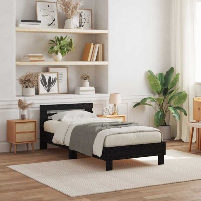vidaXL Cadru de pat Stejar negru 90 x 190 cm Lemn compozit foto