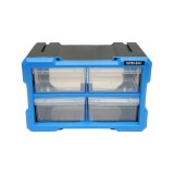 Cutie depozitare albastra din plastic modulara, 4 sertare 58x266x170mm Breckner Germany