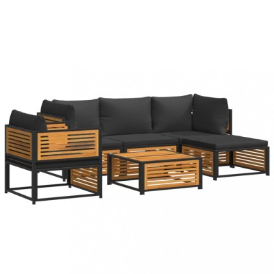Set de canapele gradina cu perne, 6 piese, lemn masiv acacia foto