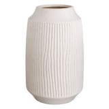 Vază decorativă din ceramică, culoarea nisipului, cu dungi reliefate, &Oslash;22x35cm, CMCLASS
