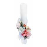 Lumanare nunta sau botez, Eventissimi, 40 cm cu flori