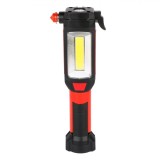 Lanternă LED, Model LED+COB, Cu C&acirc;rlig și Magnet, Funcționare pe Baterii, Negru, 22x6x4cm, Oem