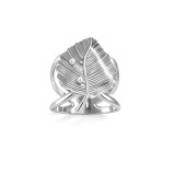 Inel esarfa frunza cu roua &ndash; argintiu