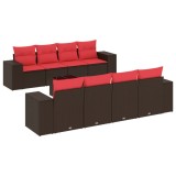 Cumpara ieftin Set canapele de gradina cu 9 piese si perne, poliratan maro
