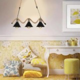Lustra cu franghie si metal, 3xE27, maro, design rustic pentru interior