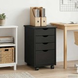 vidaXL Cabinet mobil cu roata Gri 34 x 39 x 56 cm Lemn de pin masiv 42028342