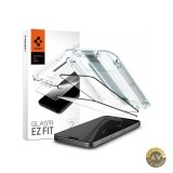 Folie de protectie Ecran Spigen EZ FIT pentru Apple iPhone 15 Pro Max Sticla Securizata Full Glue Set 2 bucati 2.5D Neagra AGL06873