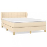 Cumpara ieftin Pat box spring cu saltea, crem, 140x200 cm, textil