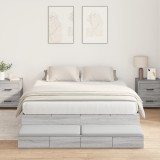 vidaXL Cadru de pat cu depozitare Gri Sonoma 160x200 cm