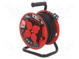 Prelungitor alimentare KEL 3x1,5mm2 4 prize bobinat guma negru