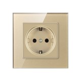 Priza Techstar&reg; Crystal TS1, Sticla Securizata, Simpla, Culoare Auriu Sandcastle, 16A, 1