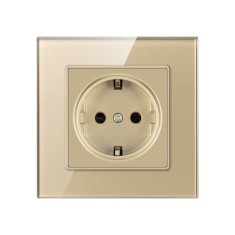 Priza Techstar&reg; Crystal TS1, Sticla Securizata, Simpla, Culoare Auriu Sandcastle, 16A