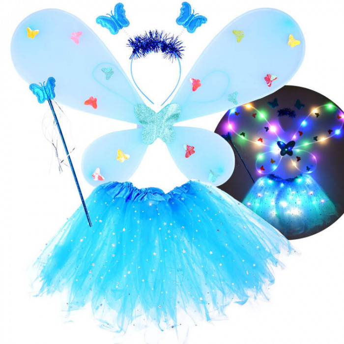 Albastru Luminous Little Fairy Wings Butterfly Costume de bal ZA4805 CR
