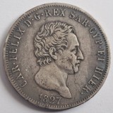 Italia, Sardinia, 5 Lire 1827 Charles Felix
