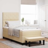 vidaXL Pat cu arcuri cu headboard Crem 100 x 200 cm țesătură 3344126