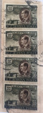 Romania 1956 Lp 411 Traian Vuia strip de 4 timbre stampilat