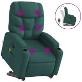 Cumpara ieftin Fotoliu rabatabil de masaj, cu ridicare, verde inchis, textil
