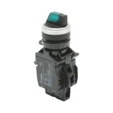 Buton selector iluminat 220V AC LED verde cu 2 pozitii 1NO+1NC, 10A/600V AC, 1A/250V DC LA42 Breckner Germany