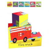Puzzle educativ format din 9 cuburi 6in1 Vehicule 88696 CWT