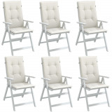 Perne scaun spatar &icirc;nalt, 6 buc. melanj crem 120x50x4 cm textil GartenMobel Dekor, vidaXL
