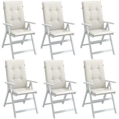 vidaXL Perne scaun spătar &amp;icirc;nalt, 6 buc. melanj crem 120x50x4 cm textil foto