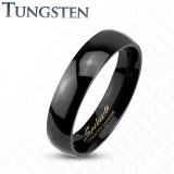 Inel negru din tungsten, suprafață netedă lucioasă, 4 mm - Marime inel: 54