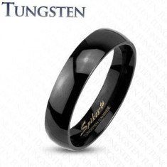 Inel negru din tungsten, suprafață netedă lucioasă, 4 mm - Marime inel: 55