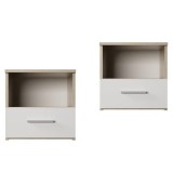 Cumpara ieftin Set 2 noptiere mdf stejar sonoma alb, Gabriela, 42x38x40 cm