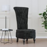 vidaXL Fotoliu cu spătar &icirc;nalt, negru, catifea, design cu nasturi