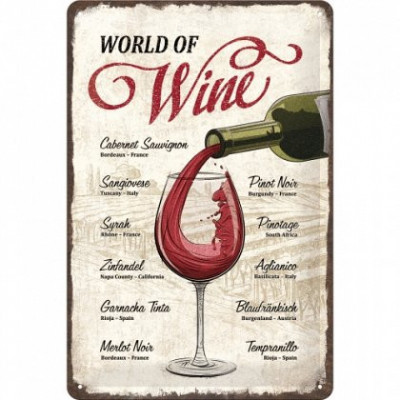 Placa metalica - World of Wine - 20x30 cm foto